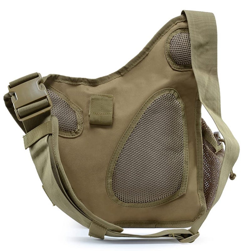 Klau Sport Outdoor Military Women and Men's Multi-functional Tactical Messenger Shoulder Bag with Patch for Hunting Hiking Climbing Khaki - Image 4